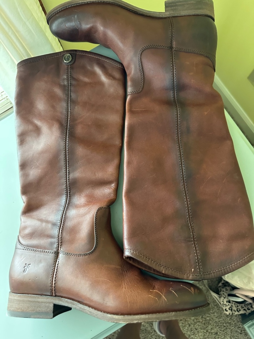Frye Tall Boots, chestnut brown leather, size 8 - Picture 2 of 10